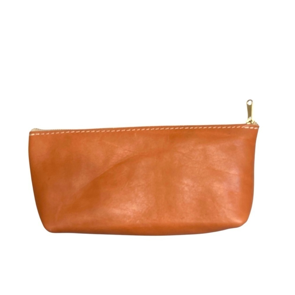 Portland leather brown cosmetic clutch bag - Picture 4 of 8